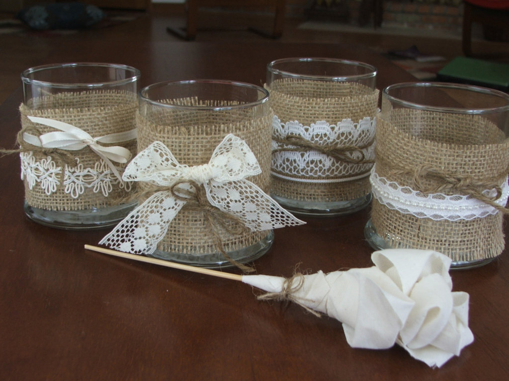 Wedding candle lace rustic sleeves