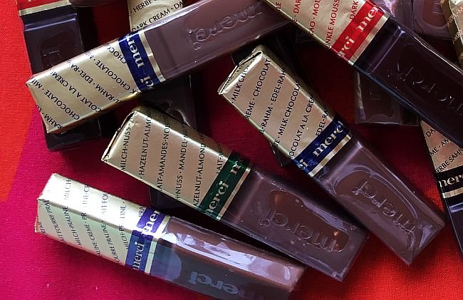 The Hazelnut & Almond Merci flavors is probably our most favorite in the whole chocolate assortment!
